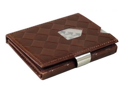 Kožená peňaženka EXENTRI šachovnicová, oriešková RFID block